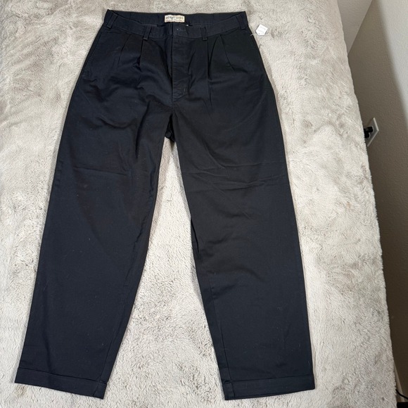 NWT Old Navy Pleated‎ Khakis Relaxed Fit Cuffed Hem Black Pants 36x30 - Picture 1 of 8
